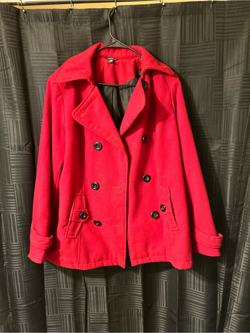 George Red Double-Breasted Peacoat